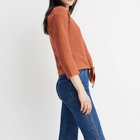 NWT Madewell Plus Long Sleeve Tie Front Top - Picture 2 of 5